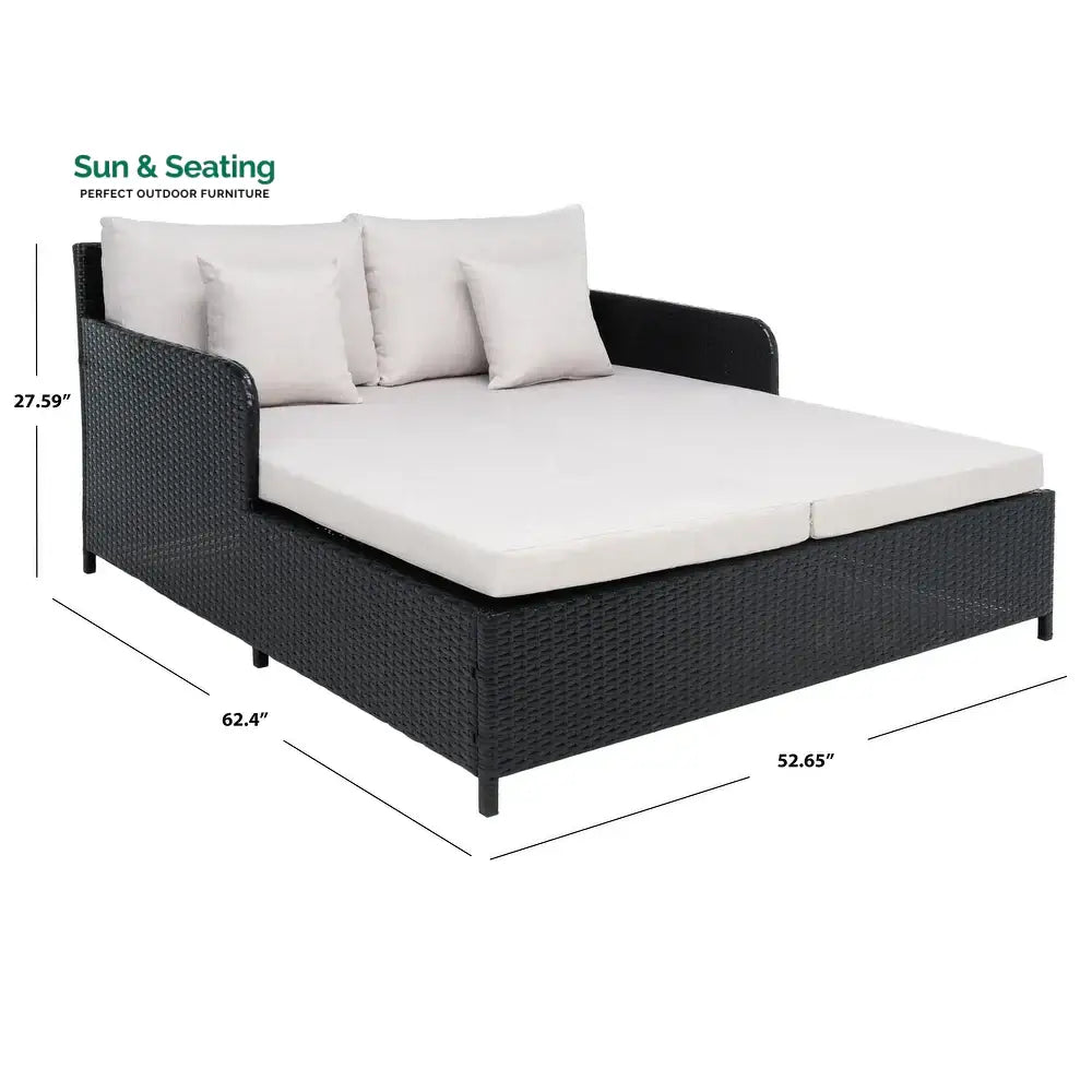 Heper Outdoor Poolside Sunbed With Cushion Daybed Sunbed