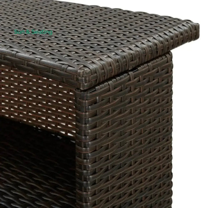 Herminia Outdoor Rattan Wicker Bar Table With a High-Top Design &amp; Integrated Storage Shelf Bar Table