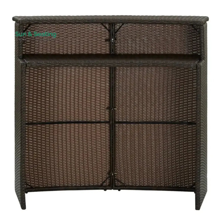 Herminia Outdoor Rattan Wicker Bar Table With a High-Top Design &amp; Integrated Storage Shelf Bar Table