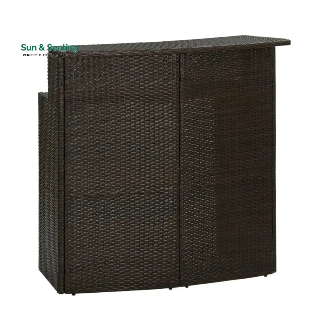 Herminia Outdoor Rattan Wicker Bar Table With a High-Top Design &amp; Integrated Storage Shelf Bar Table