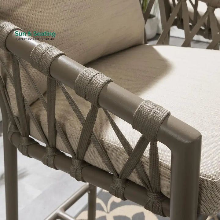 Hilario Outdoor Patio Bar Chair 1 Chair For Balcony Braided &amp; Rope Bar Sets