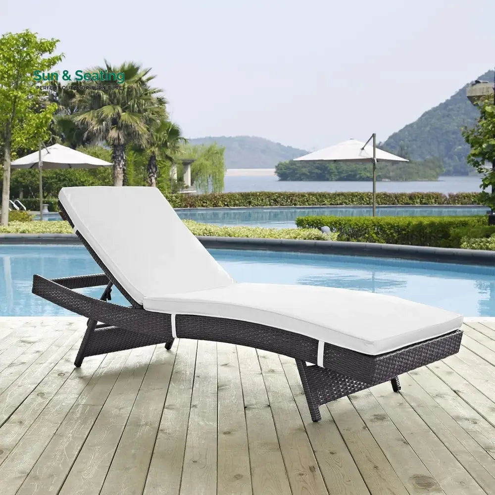 Hilda Outdoor Rattan Wicker Chaise Lounger For Poolside Lounger Set