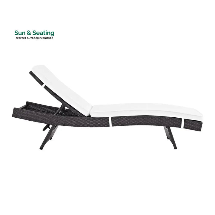 Hilda Outdoor Rattan Wicker Chaise Lounger For Poolside Lounger Set