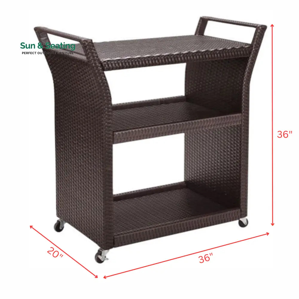 Hilde Outdoor Patio Bar Serving Cart (Brown) Wicker