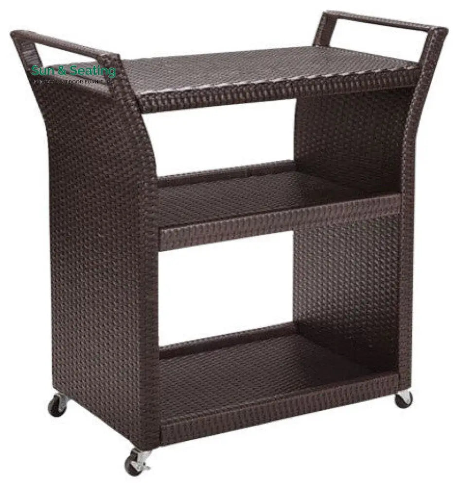 Hilde Outdoor Patio Bar Serving Cart (Brown) Wicker