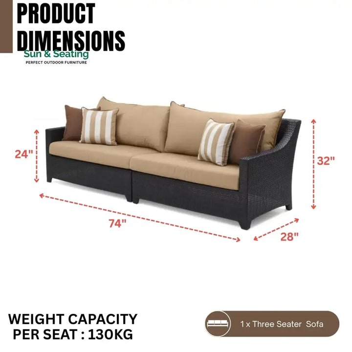Hiya Outdoor All-Weather Rattan Wicker Three Seater Sofa Sofa Set