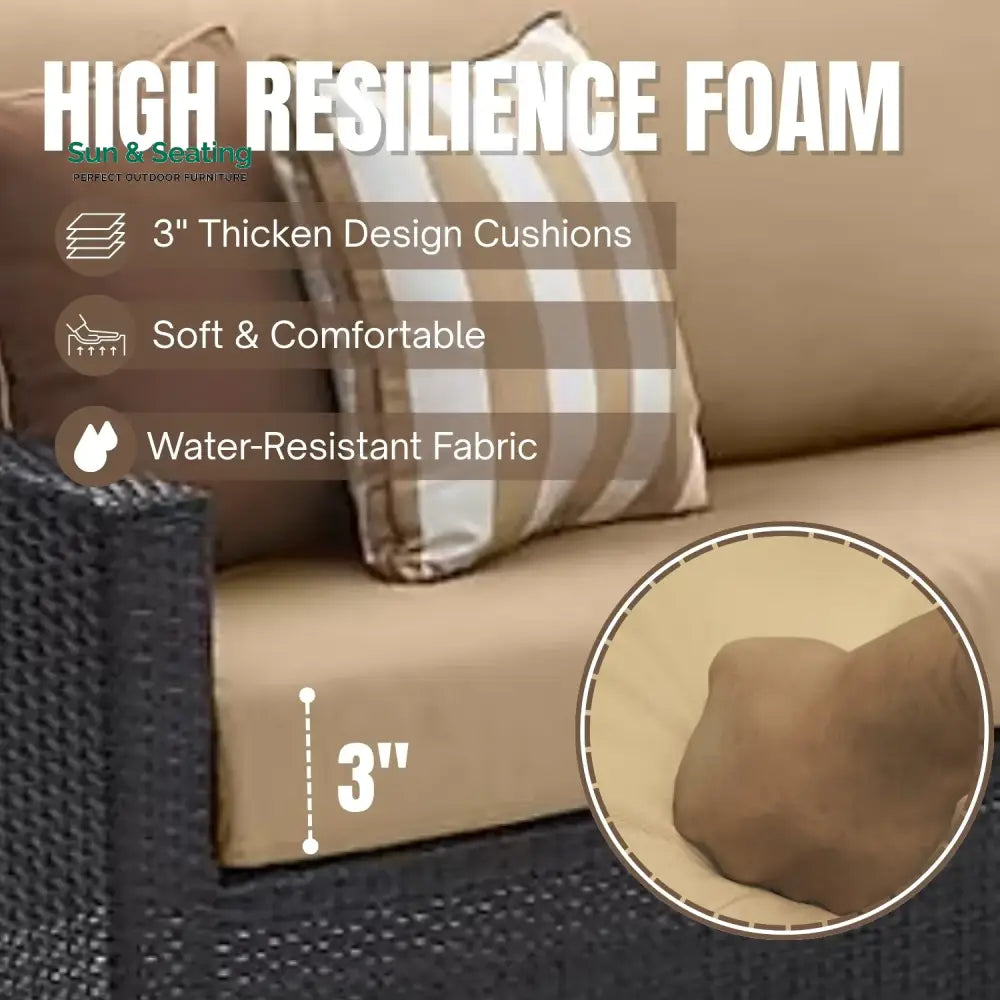 Hiya Outdoor All-Weather Rattan Wicker Three Seater Sofa Sofa Set