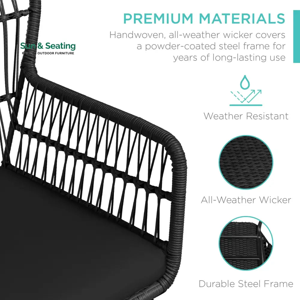 Horizon Outdoor Patio Seating Set 2 Chairs and 1 Table Set (Black) Coffee Table Sets