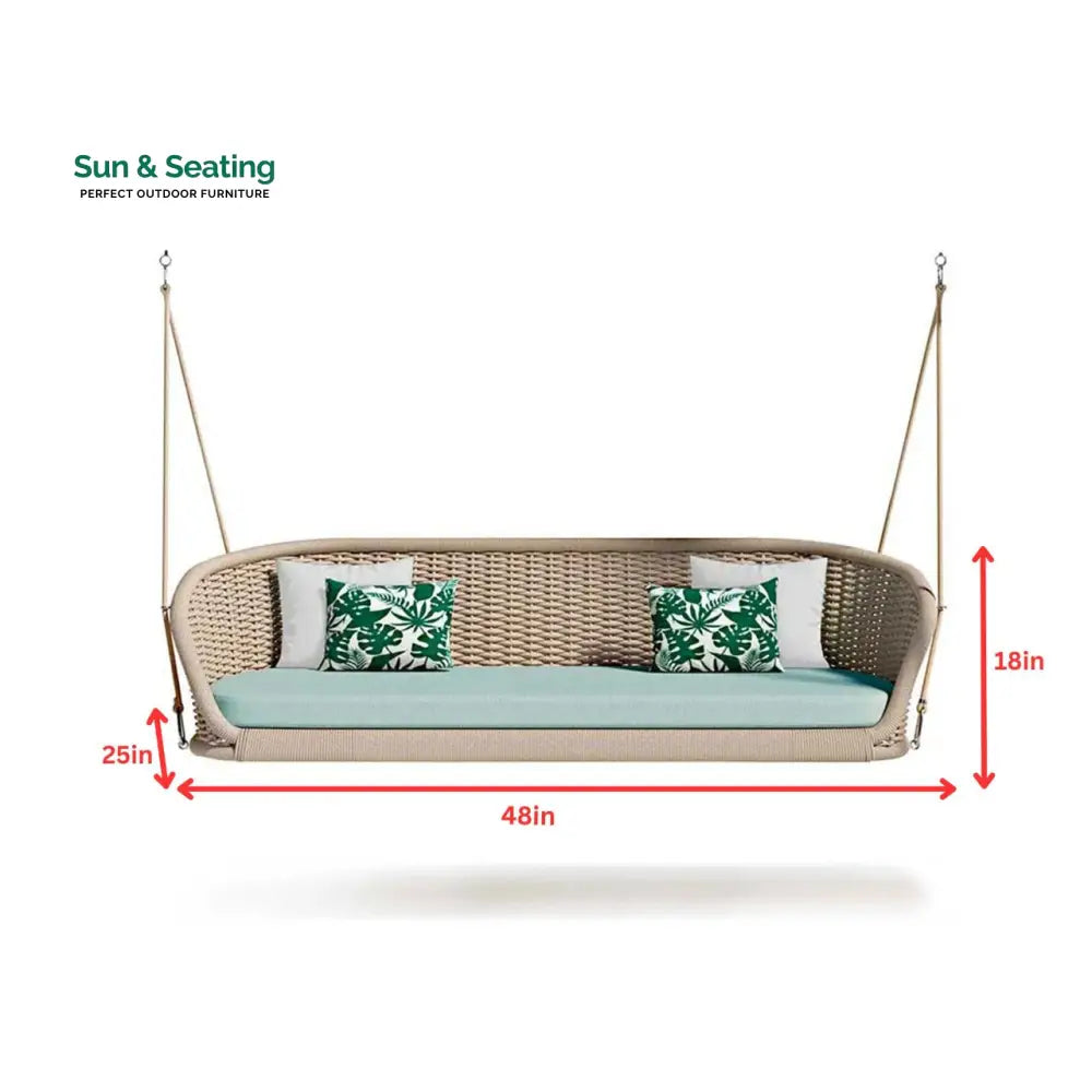 Hoshin Double Seater Hanging Swing Without Stand For Balcony Garden Swing (Tan) Braided &amp; Rope Swings