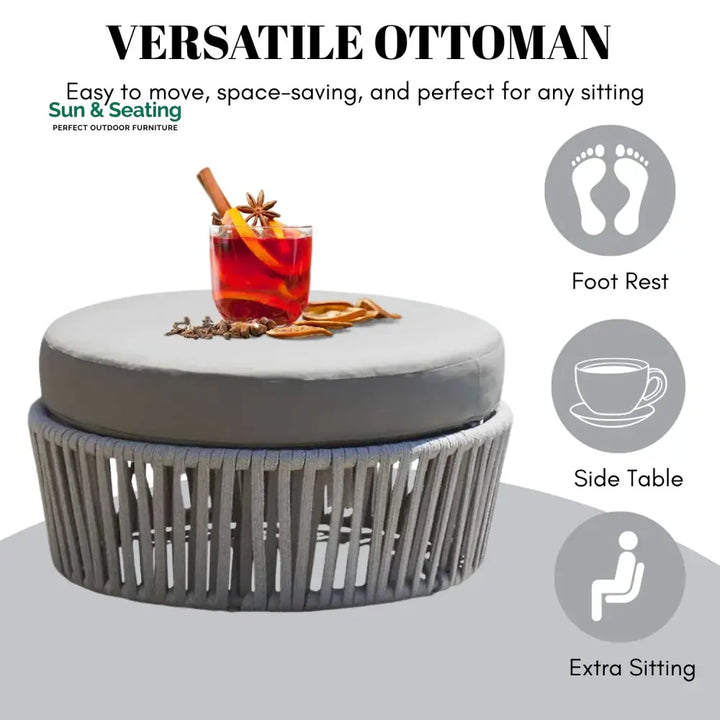 Hritika Round Outdoor Rope Footstool Footrest