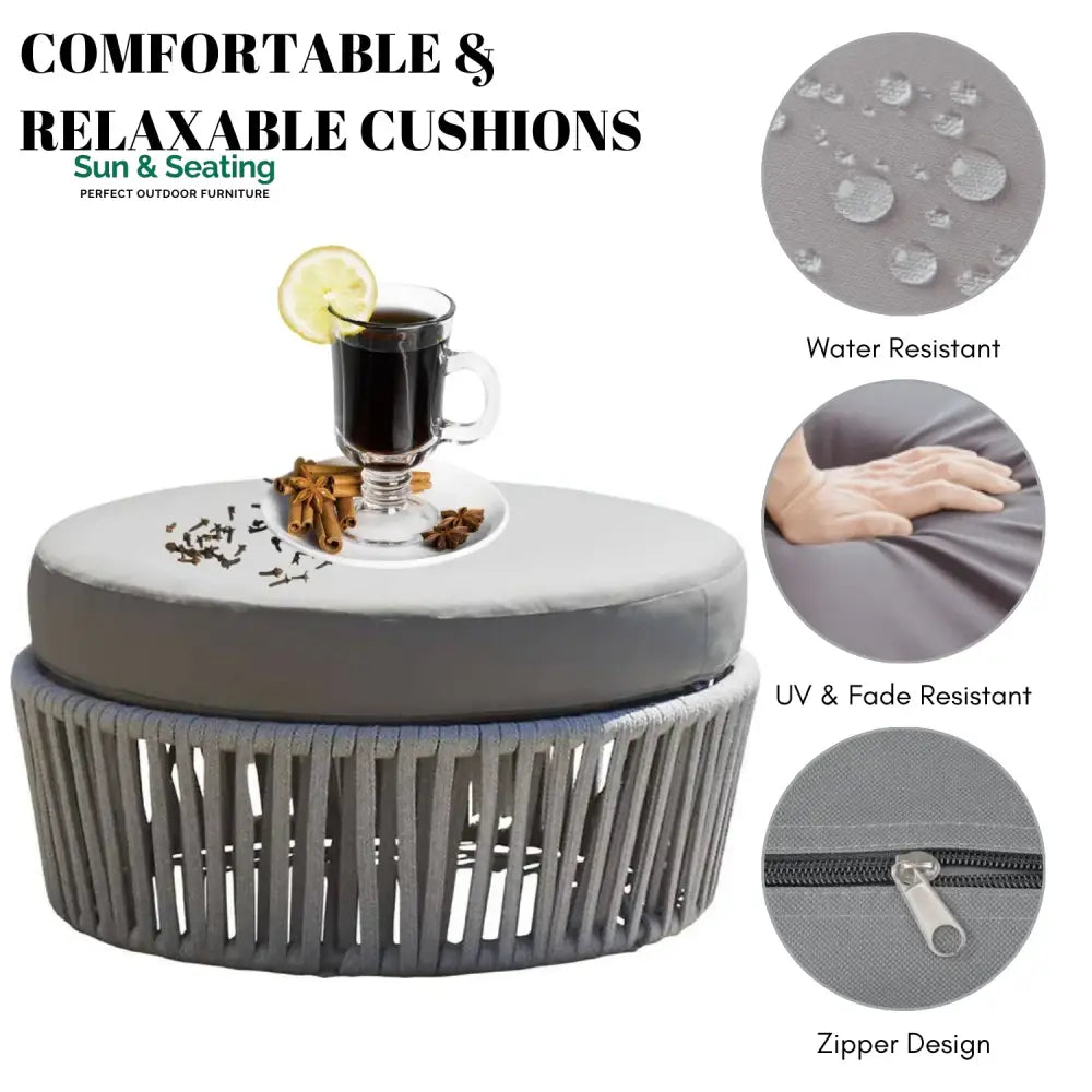 Hritika Round Outdoor Rope Footstool Footrest