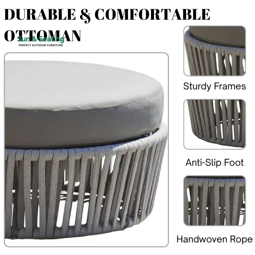 Hritika Round Outdoor Rope Footstool Footrest