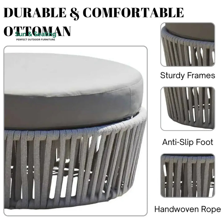 Hritika Round Outdoor Rope Footstool Footrest