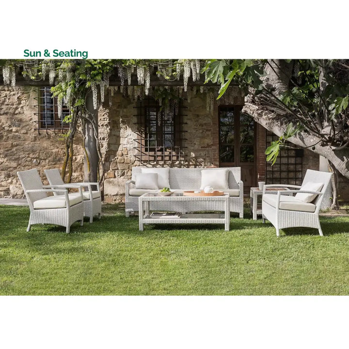 Hudson Outdoor Garden Balcony Sofa Set 3 Seater 2 Seater With 2 Single Seater and 1 Center Table With 1 Side Table Set