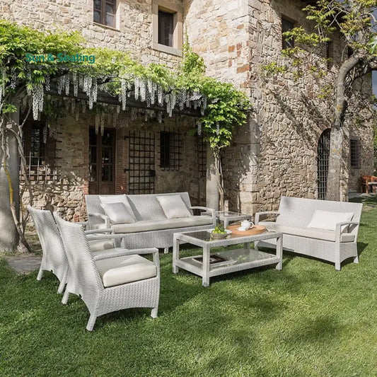 Hudson Outdoor Garden Balcony Sofa Set 3 Seater 2 Seater With 2 Single Seater and 1 Center Table With 1 Side Table Set