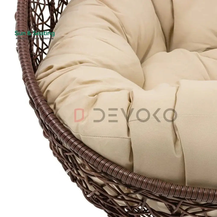 Hui Double Seater Rattan &amp; Wicker Swing (Brown &amp; Cream) Swing