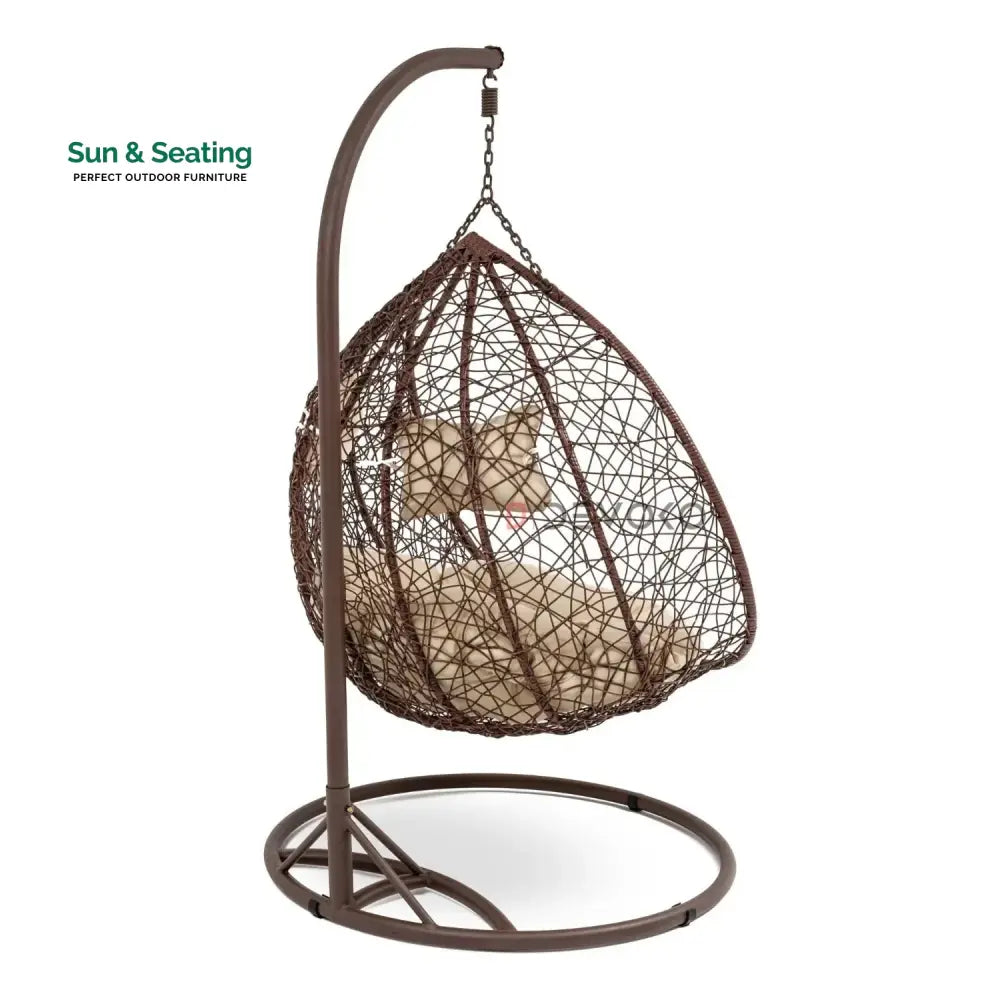Hui Double Seater Rattan &amp; Wicker Swing (Brown &amp; Cream) Swing