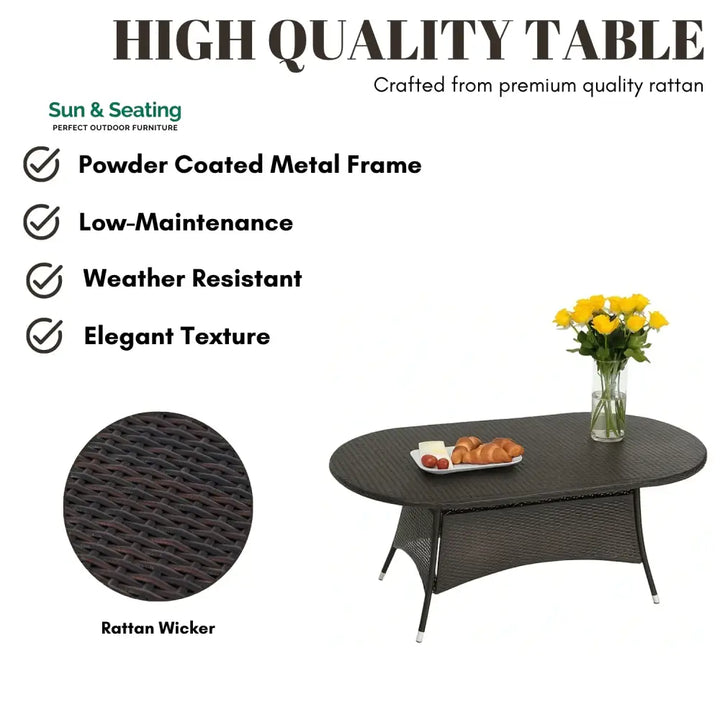 Ikram Outdoor All-Weather Resistant Rattan Wicker 7-Piece Dining Set Dining Set