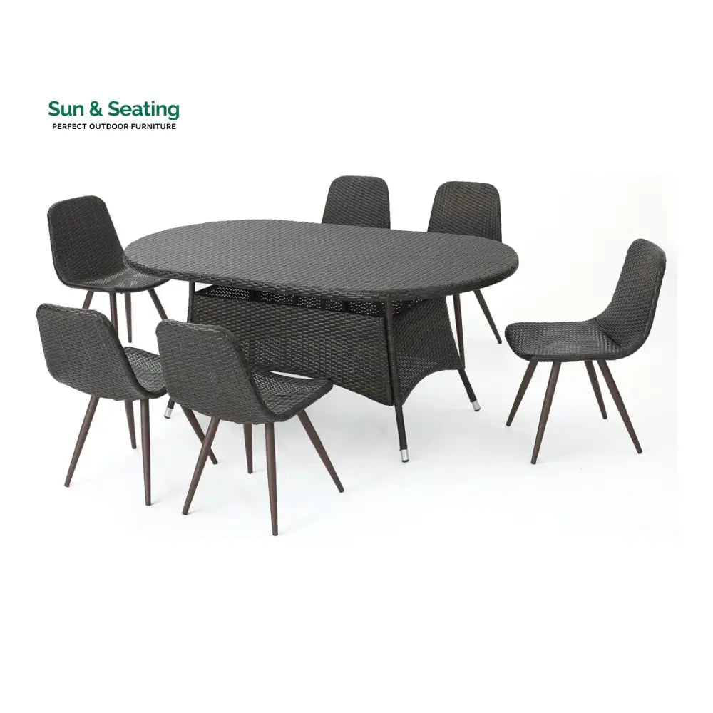 Ikram Outdoor All-Weather Resistant Rattan Wicker 7-Piece Dining Set Dining Set