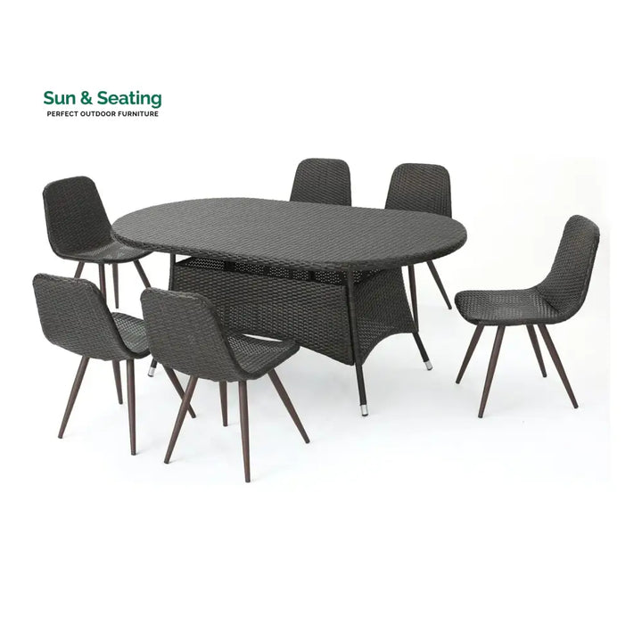 Ikram Outdoor All-Weather Resistant Rattan Wicker 7-Piece Dining Set Dining Set