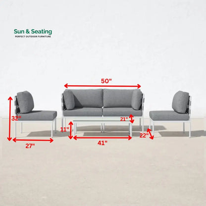 Ilin Outdoor Garden Balcony Sofa Set 2 Seater 2 Single seater and 1 Center Table Set Braid & Rope Sofa Sets