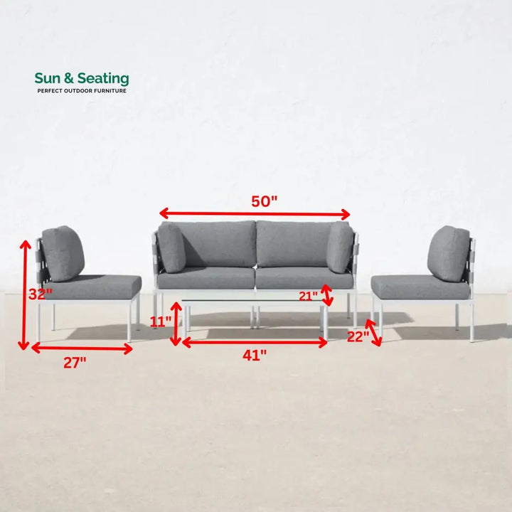 Ilin Outdoor Garden Balcony Sofa Set 2 Seater 2 Single seater and 1 Center Table Set Braid &amp; Rope Sofa Sets