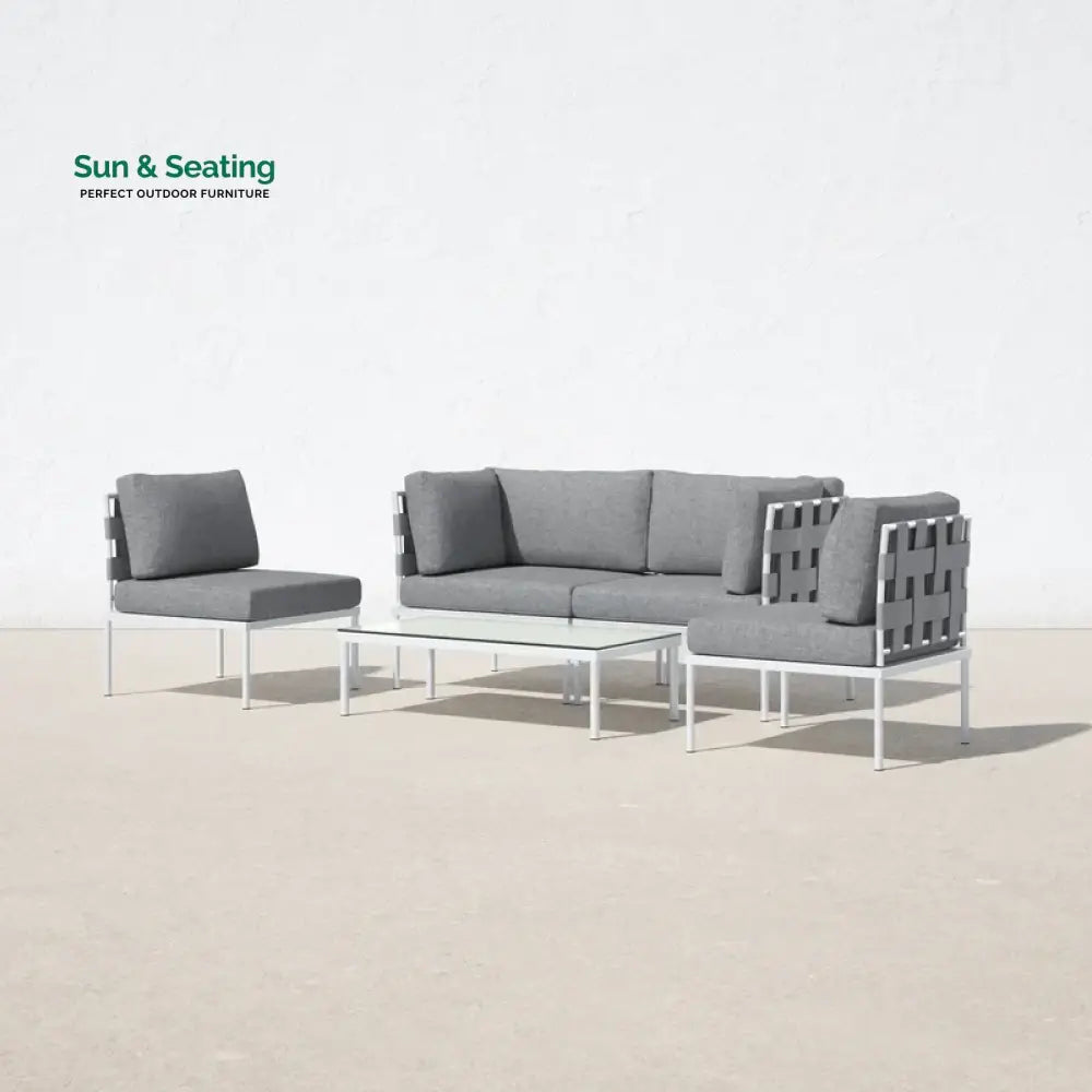 Ilin Outdoor Garden Balcony Sofa Set 2 Seater 2 Single seater and 1 Center Table Set Braid &amp; Rope Sofa Sets