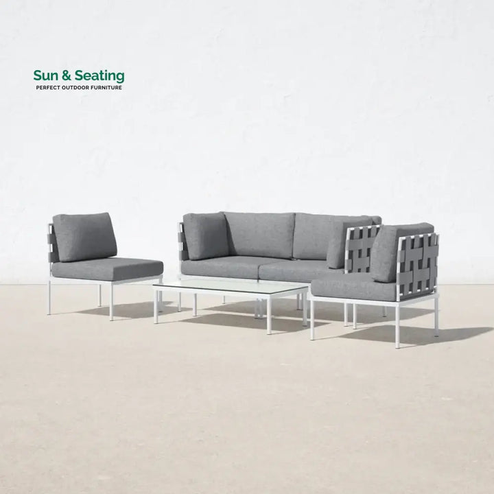 Ilin Outdoor Garden Balcony Sofa Set 2 Seater 2 Single seater and 1 Center Table Set Braid &amp; Rope Sofa Sets