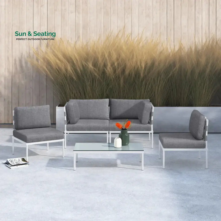 Ilin Outdoor Garden Balcony Sofa Set 2 Seater 2 Single seater and 1 Center Table Set Braid &amp; Rope Sofa Sets