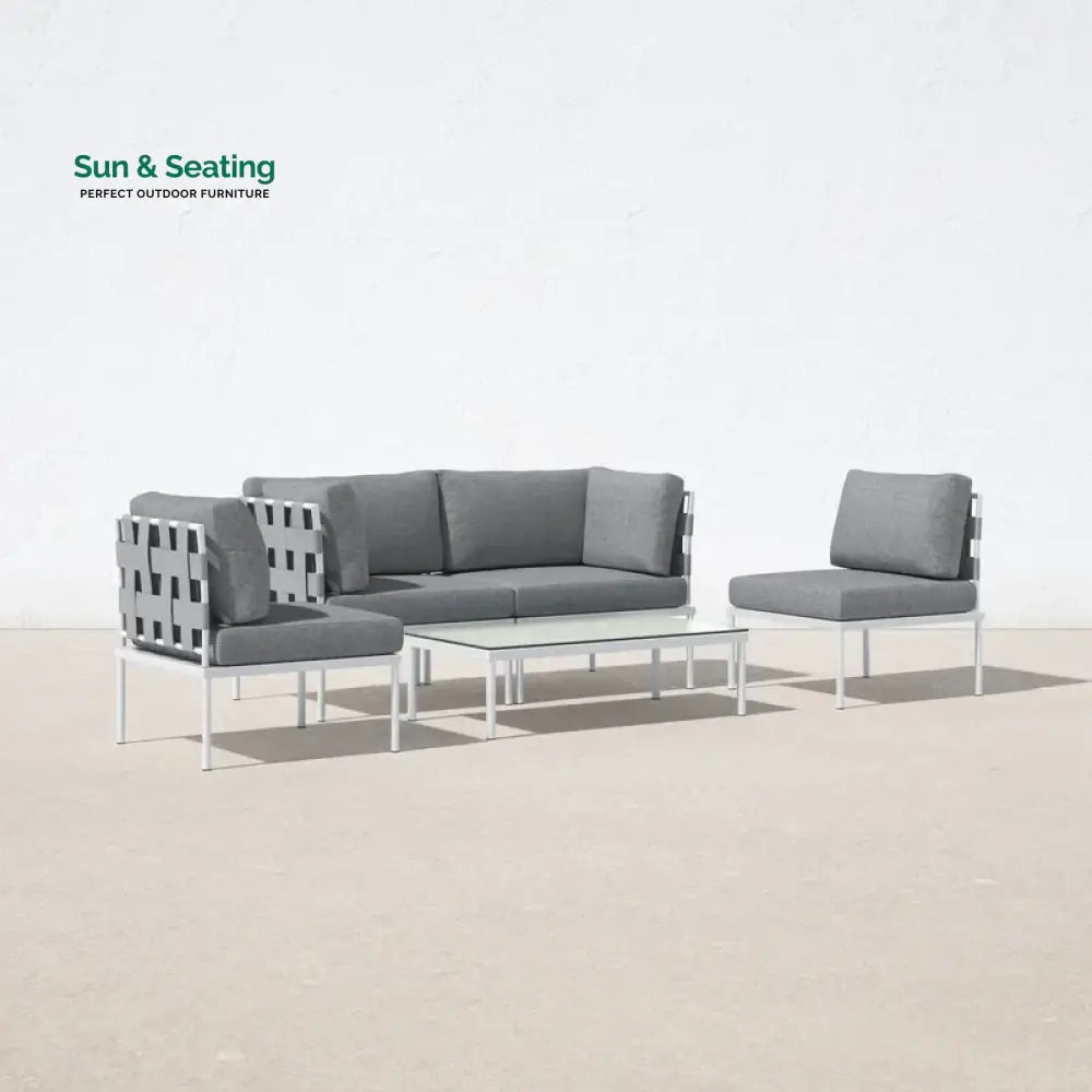 Ilin Outdoor Garden Balcony Sofa Set 2 Seater 2 Single seater and 1 Center Table Set Braid &amp; Rope Sofa Sets