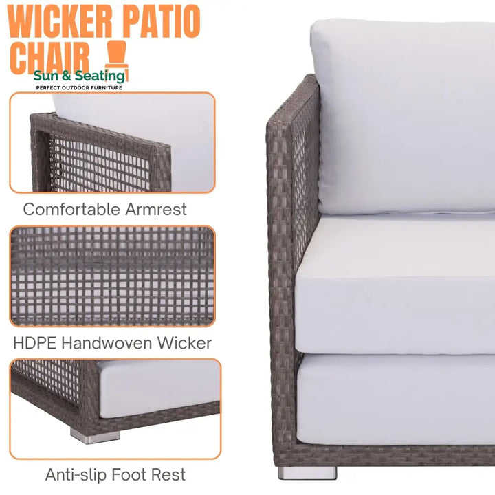 Ilsa Outdoor Rattan Wicker 5-Seater Sofa Set Sofa Set