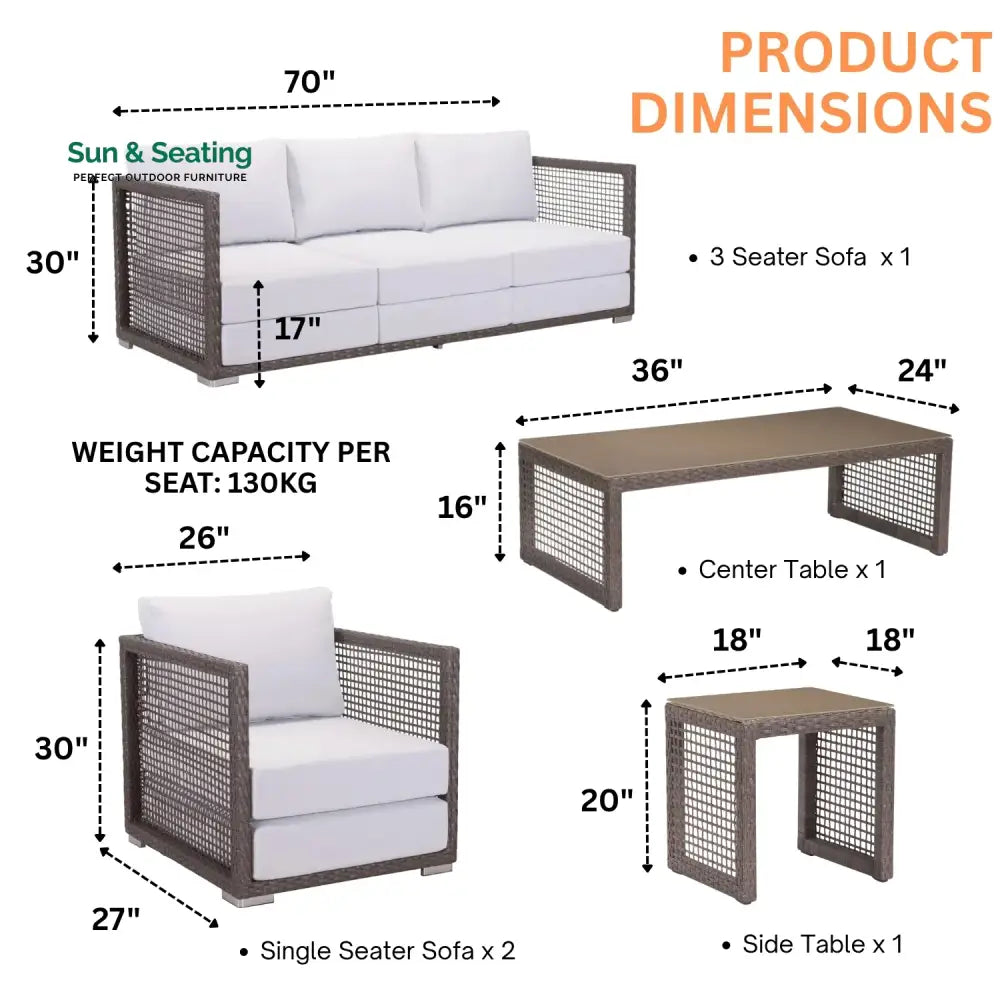 Ilsa Outdoor Rattan Wicker 5-Seater Sofa Set Sofa Set