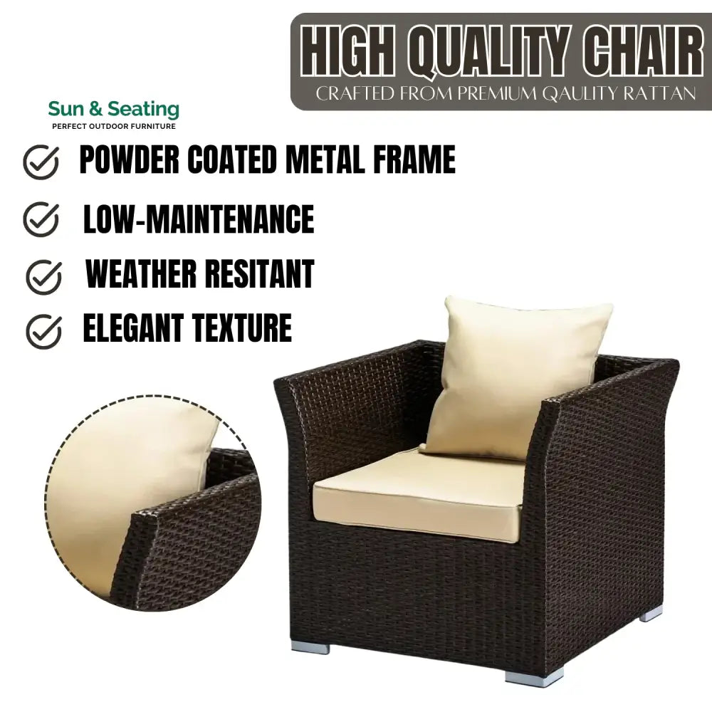 Inas Outdoor All-Weather Wicker Single Seater Sofa Sofa Set