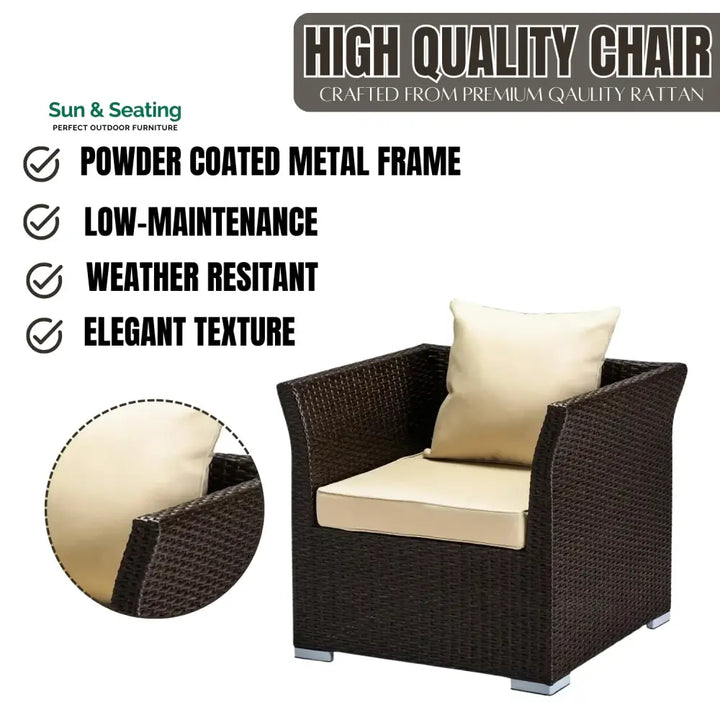 Inas Outdoor All-Weather Wicker Single Seater Sofa Sofa Set