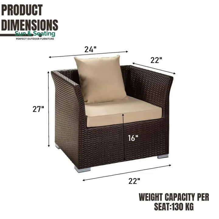 Inas Outdoor All-Weather Wicker Single Seater Sofa Sofa Set