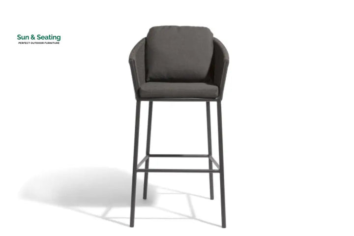 Ince Outdoor Patio Bar Chair 2 Chair For Balcony Braided &amp; Rope Dark Grey Bar Sets