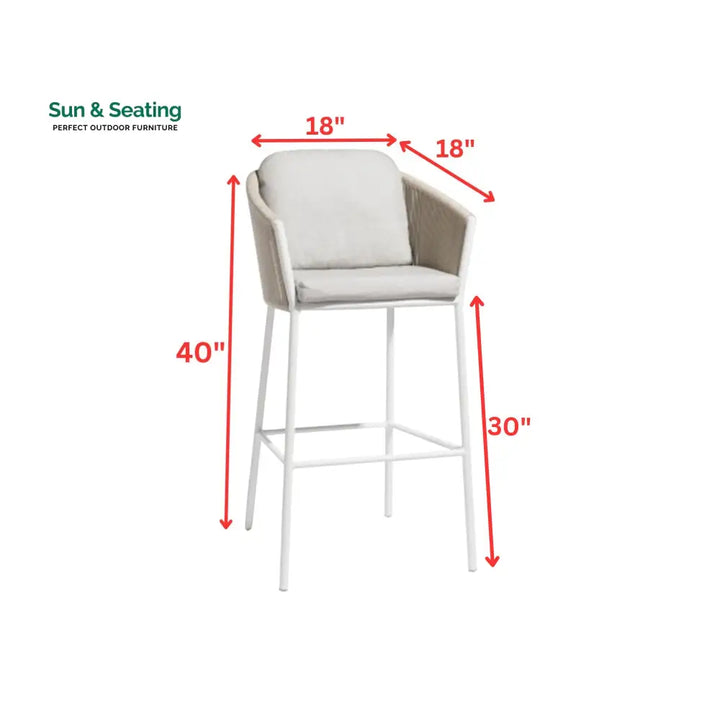 Ince Outdoor Patio Bar Chair 2 Chair For Balcony Braided &amp; Rope Bar Sets