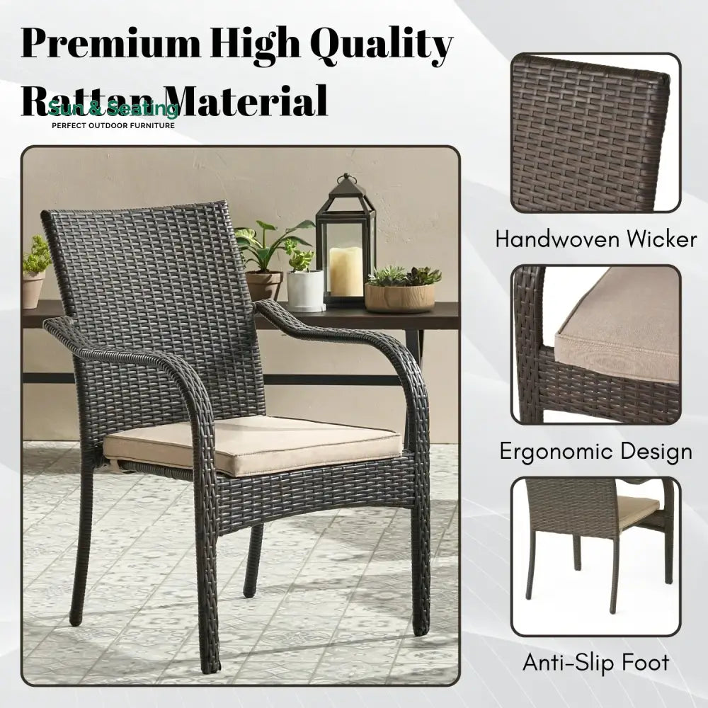 Indigo 4-Piece Outdoor Rattan Wicker Patio Dining Chairs Dinning Chairs