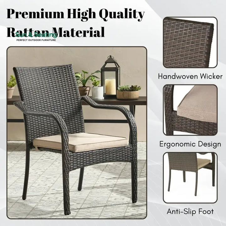 Indigo 4-Piece Outdoor Rattan Wicker Patio Dining Chairs Dinning Chairs