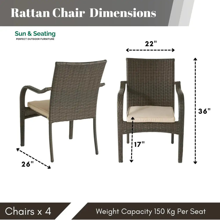 Indigo 4-Piece Outdoor Rattan Wicker Patio Dining Chairs Dinning Chairs