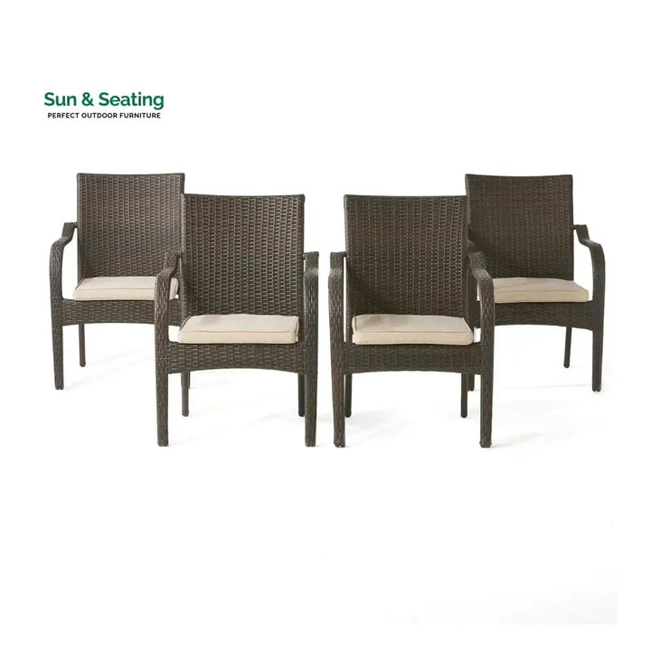 Indigo 4-Piece Outdoor Rattan Wicker Patio Dining Chairs Dinning Chairs