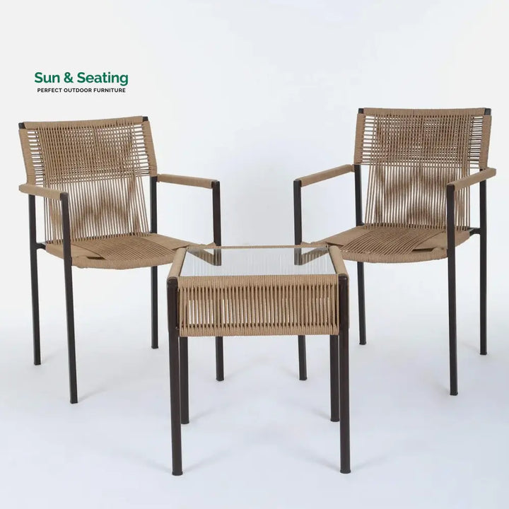 Indigo Outdoor Rope 3-Piece Patio Set (Beige) Patio Set