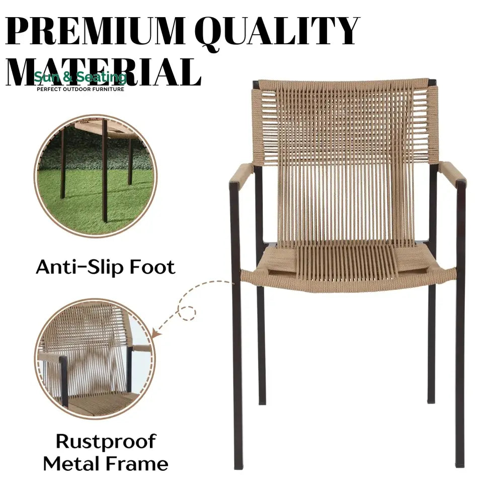 Indigo Outdoor Rope 3-Piece Patio Set (Beige) Patio Set