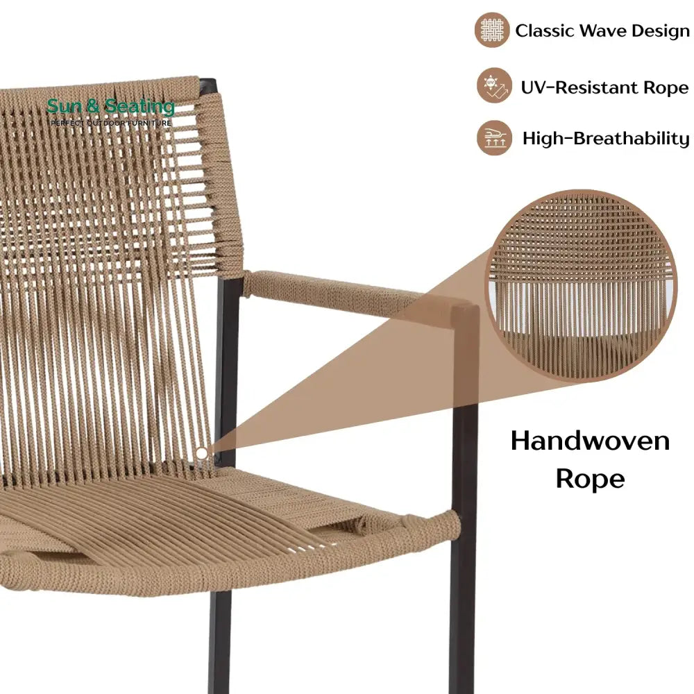Indigo Outdoor Rope 3-Piece Patio Set (Beige) Patio Set