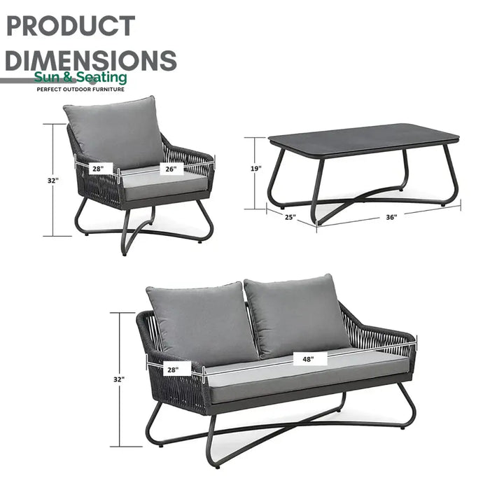 Indira Outdoor 4 Seater Rope Conversation Sofa Set Sofa Set