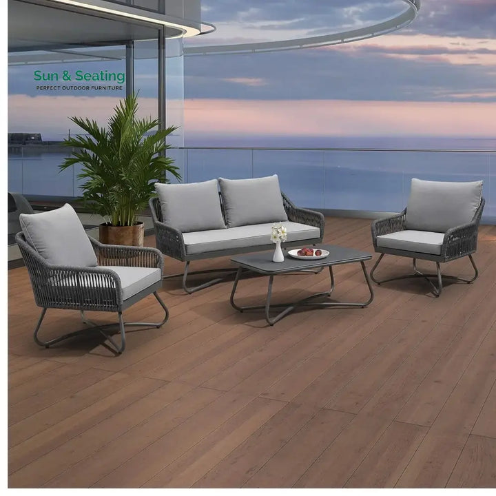 Indira Outdoor 4 Seater Rope Conversation Sofa Set Sofa Set