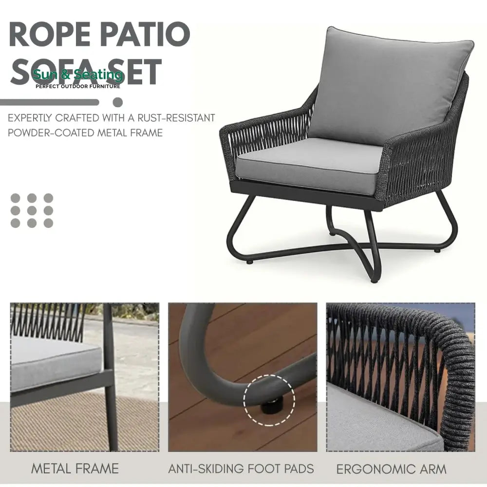 Indira Outdoor 4 Seater Rope Conversation Sofa Set Sofa Set
