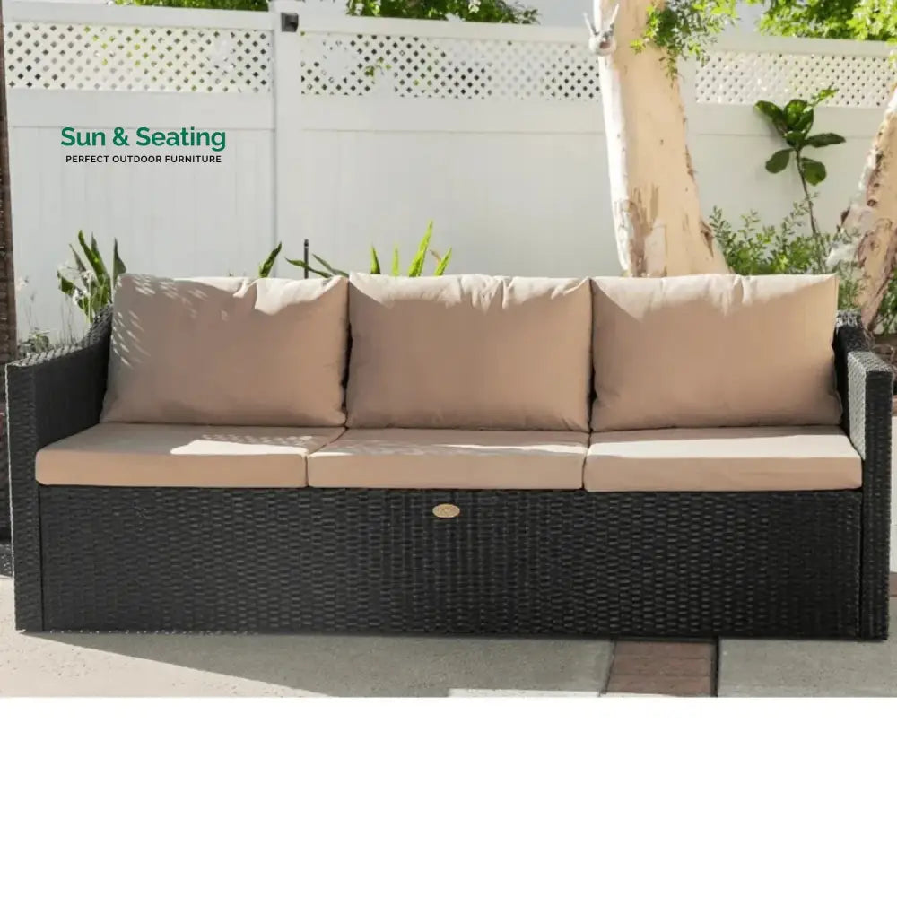 Indulekha Outdoor All-Weather Rattan Wicker Three Seater Sofa Sofa Set