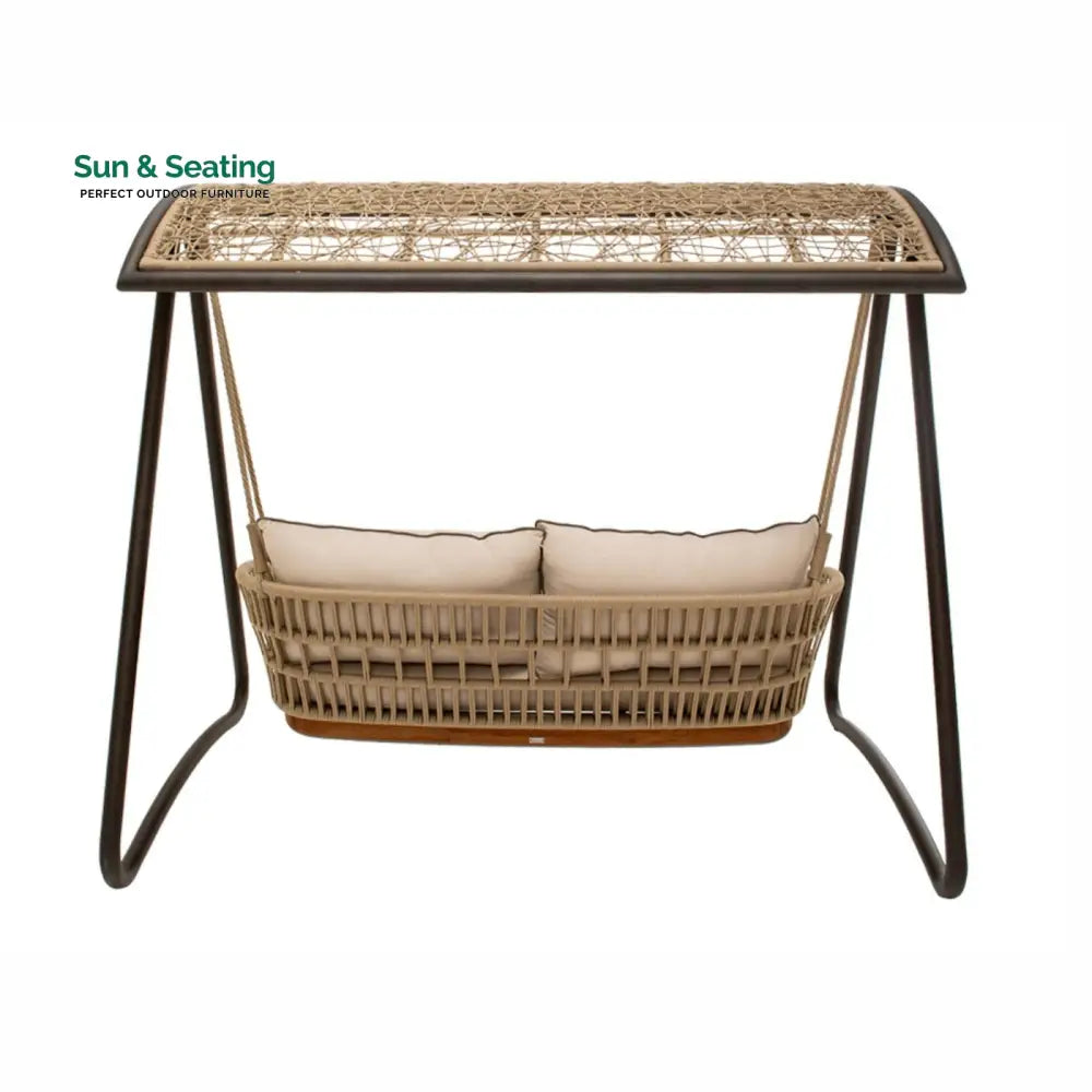 Iñes Double Seater Hanging Swing With Stand For Balcony Garden Swing (Honey) Braided &amp; Rope Swings