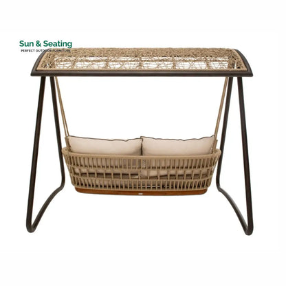 Iñes Double Seater Hanging Swing With Stand For Balcony Garden Swing (Honey) Braided & Rope Swings